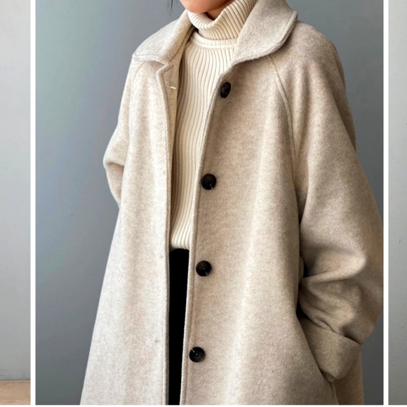 Oversized Belted Wool Coat - Cream